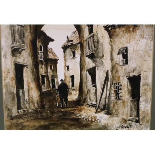 2100 - A pair of 20th century watercolours, Venetian scenes, each signed Suela, 25 x 32 cm. Not available f... 