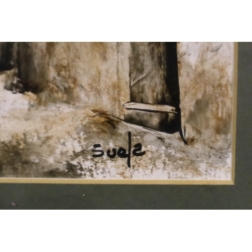 2100 - A pair of 20th century watercolours, Venetian scenes, each signed Suela, 25 x 32 cm. Not available f... 