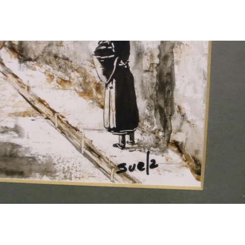 2100 - A pair of 20th century watercolours, Venetian scenes, each signed Suela, 25 x 32 cm. Not available f... 