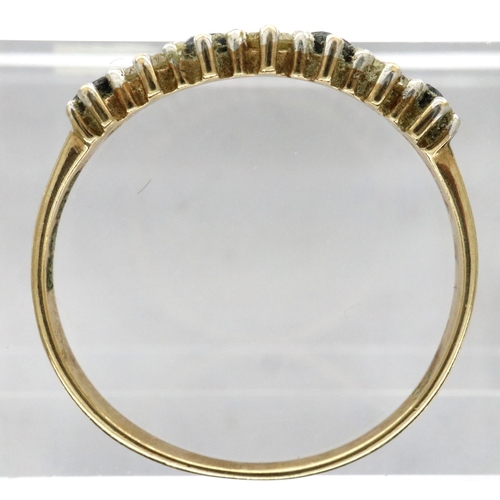 10 - 9ct gold ring set with sapphires and CZ stones, size P, 1.2g. P&P Group 1 (£14+VAT for the first lot... 