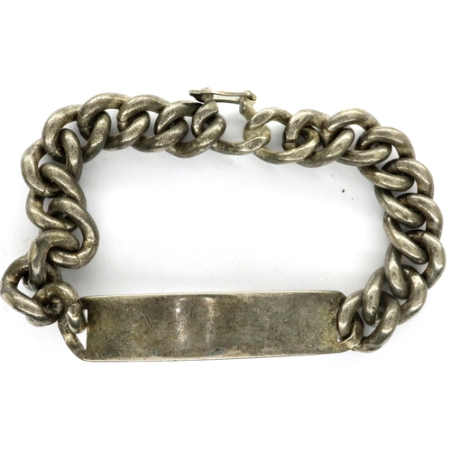 13 - 925 silver ID bracelet, not inscribed, L: 18 cm, 44g. P&P Group 1 (£14+VAT for the first lot and £1+... 