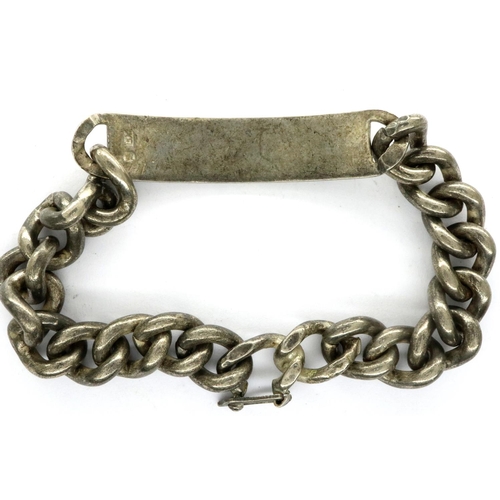 13 - 925 silver ID bracelet, not inscribed, L: 18 cm, 44g. P&P Group 1 (£14+VAT for the first lot and £1+... 