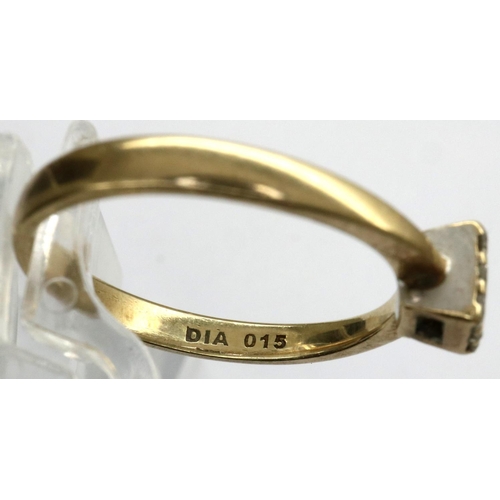 35 - 9ct gold ring set with diamonds, size O, 2.0g. P&P Group 1 (£14+VAT for the first lot and £1+VAT for... 