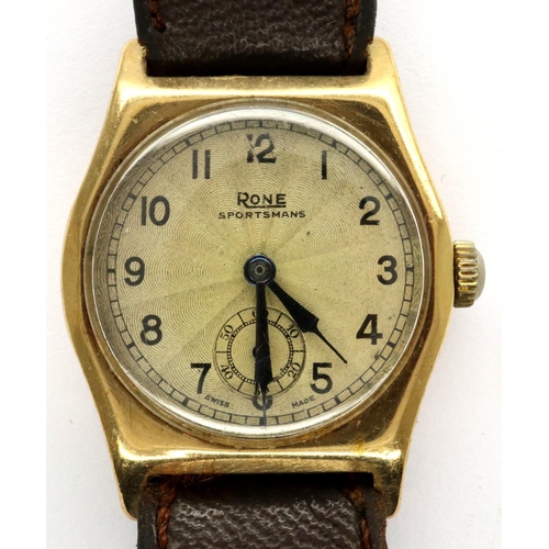 47 - Rone: Sportsmans wristwatch on brown leather strap, not working at lotting. P&P Group 1 (£14+VAT for... 