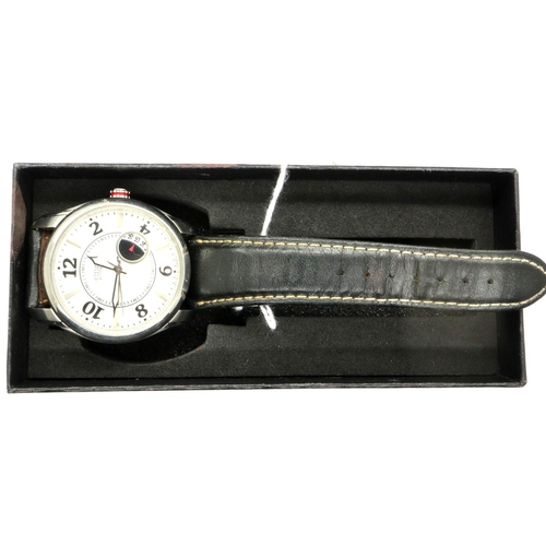 48 - Citizen: automatic wristwatch on black leather strap, working at lotting up. P&P Group 1 (£14+VAT fo... 