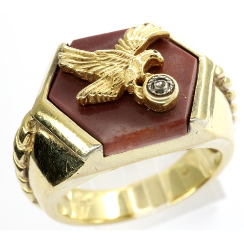 6 - Gold plated 925 silver gilt eagle ring, size S, 14g. P&P Group 1 (£14+VAT for the first lot and £1+V... 