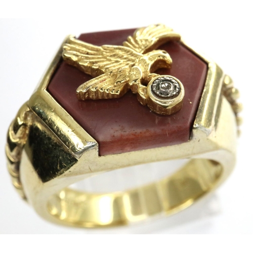 6 - Gold plated 925 silver gilt eagle ring, size S, 14g. P&P Group 1 (£14+VAT for the first lot and £1+V... 