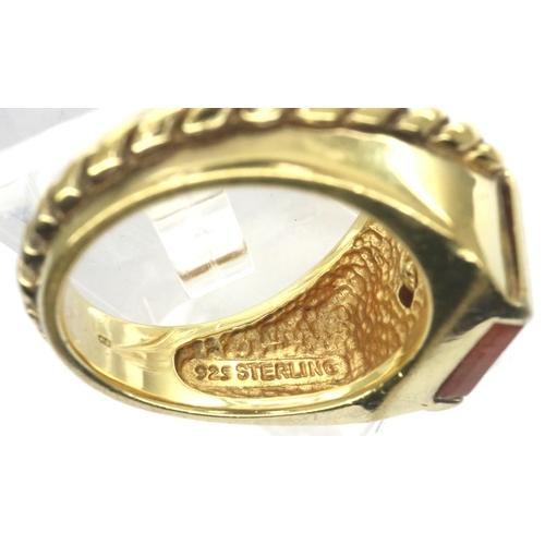 6 - Gold plated 925 silver gilt eagle ring, size S, 14g. P&P Group 1 (£14+VAT for the first lot and £1+V... 