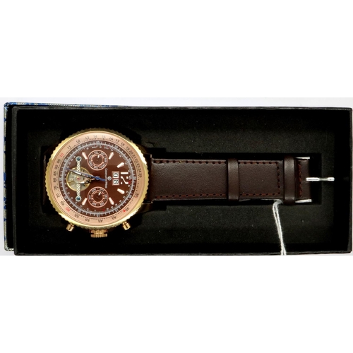 52 - Constantin Weisz: automatic wristwatch, on brown leather strap, working at lotting. P&P Group 1 (£14... 