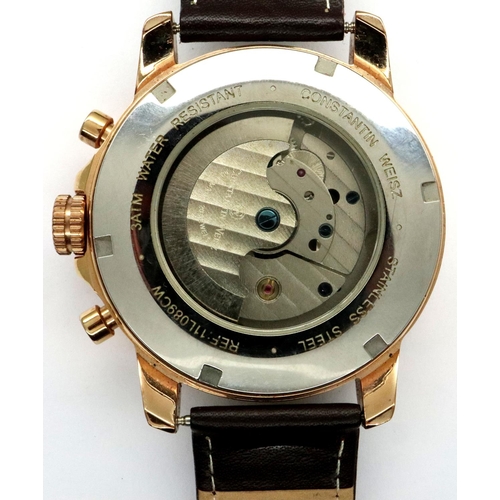 Constantin Weisz automatic wristwatch on brown leather strap working at lotting. P P Group 1 14