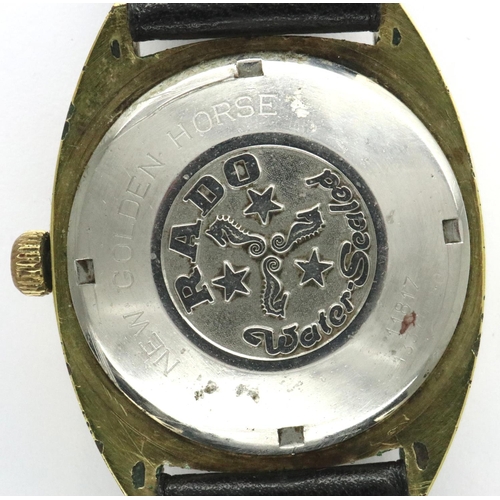 56 - Rado: Golden Horse wristwatch, on black leather strap, working at lotting. P&P Group 1 (£14+VAT for ... 