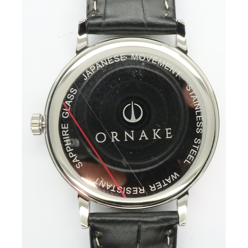 59 - Ornake: new old stock gents wristwatch with white dial, requires battery. P&P Group 1 (£14+VAT for t... 