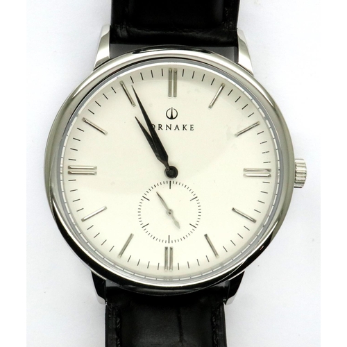 61 - Ornake: new old stock gents wristwatch with white dial, boxed, requires battery. P&P Group 1 (£14+VA... 