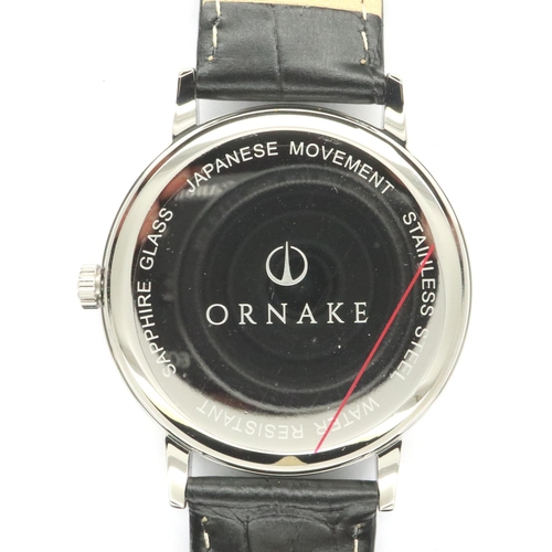 61 - Ornake: new old stock gents wristwatch with white dial, boxed, requires battery. P&P Group 1 (£14+VA... 