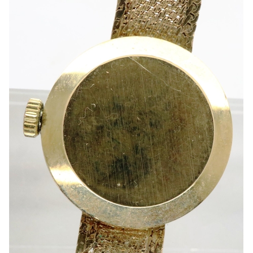 65 - Bemar: 9ct gold ladies wristwatch on a 9ct gold bracelet, working at lotting. P&P Group 1 (£14+VAT f... 