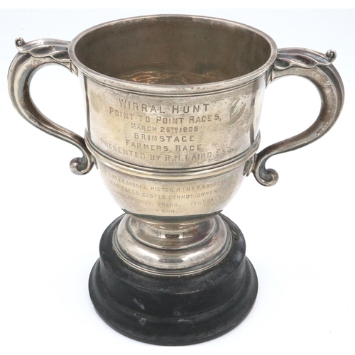 68 - Wirral Hunt Point-to-Point Races 1906 Farmers Race hallmarked silver trophy, presented by RM Laird, ... 