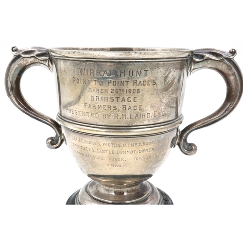 68 - Wirral Hunt Point-to-Point Races 1906 Farmers Race hallmarked silver trophy, presented by RM Laird, ... 