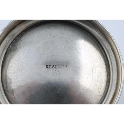 69 - Lidded pot with impressed decoration, stamped sterling silver, H: 60 mm, 39g. P&P Group 1 (£14+VAT f... 