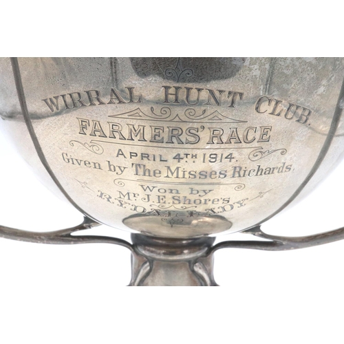 72 - The Wirral Hunt Farmers Race 1914 hallmarked silver trophy, presented by the Misses Richards, won by... 