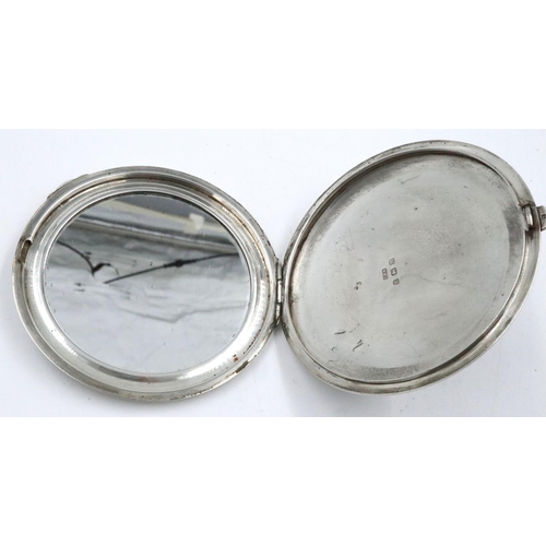 75 - Hallmarked silver compact, Birmingham assay 1936, maker C&N, D: 80 mm. P&P Group 1 (£14+VAT for the ... 