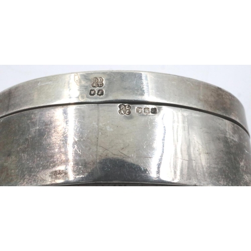 79 - Hallmarked silver lidded pill box with hardwood base, Edinburgh assay 1886, L: 47 mm. P&P Group 1 (£... 