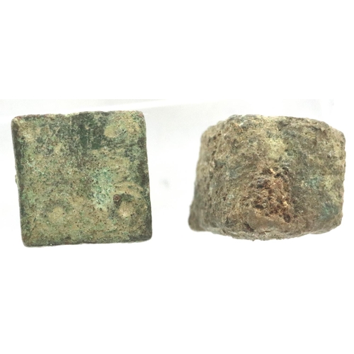 106 - Two Roman bronze dice, L: 11 mm. P&P Group 0 (£5+VAT for the first lot and £1+VAT for subsequent lot... 