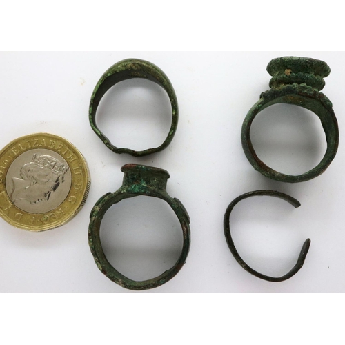 122 - Four Roman medieval rings, largest D: 30 mm. P&P Group 0 (£5+VAT for the first lot and £1+VAT for su... 