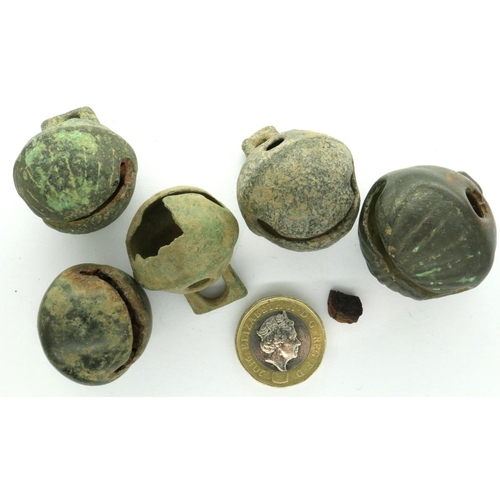 138 - Five crotal bells, largest D: 30 mm. P&P Group 0 (£5+VAT for the first lot and £1+VAT for subsequent... 