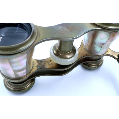 151 - Pair of Aspreys brass and mother of pearl opera glasses. P&P Group 1 (£14+VAT for the first lot and ... 