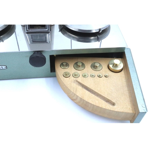 158 - Oertling cased balance model 0J10 with weights. Not available for in-house P&P