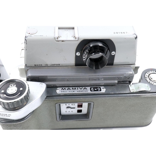 163 - Mamiya plate camera, comes with spare fil back and other accessories. P&P Group 2 (£18+VAT for the f... 