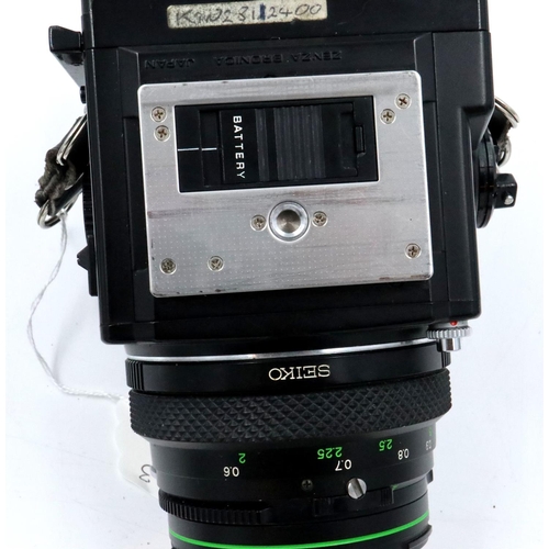 168 - Zenza Bronica medium format camera with 75 mm F2.8 lens with spare film back and eye level view find... 