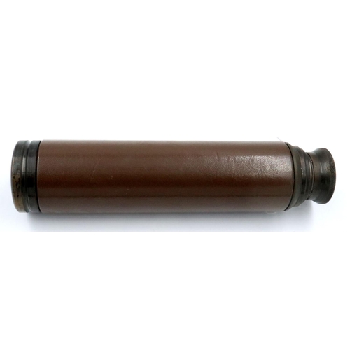 170 - Brass four draw telescope with inverted eye piece marked J.T Coppock Leeds. P&P Group 3 (£25+VAT for... 