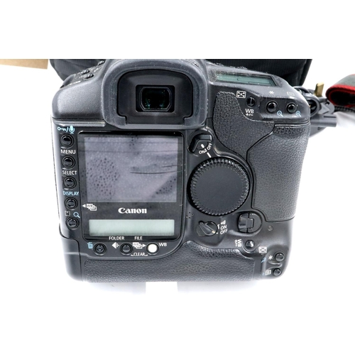 176 - Canon EOS 1D Mark IIN digital camera with charger and strap in camera bag. Appears to be in full wor... 