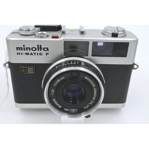 180 - 2 Minolta rangefinder film cameras, cased, Himatic F and 24 rapid. P&P Group 2 (£18+VAT for the firs... 