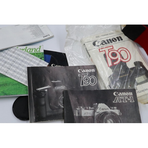 181 - Canon T90 camera with lenses in a hard case. P&P Group 2 (£18+VAT for the first lot and £3+VAT for s... 