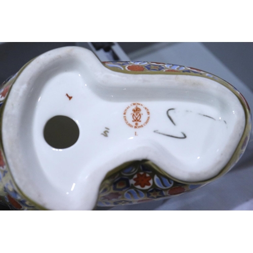 239 - Royal Crown Derby Walrus, seconds quality, lacking stopper, L: 16 cm. P&P Group 1 (£14+VAT for the f... 