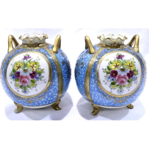 256 - Pair of Noritake bulbous vases, H: 12 cm, no cracks or chips. P&P Group 2 (£18+VAT for the first lot... 