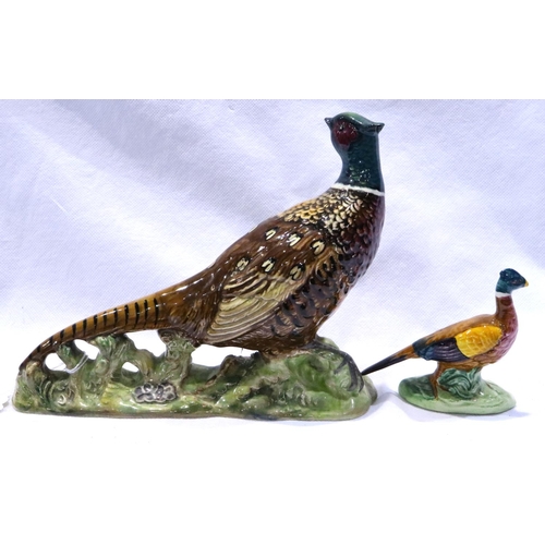 264 - Large and small Beswick Pheasants, largest L: 22 cm, no cracks or chips. P&P Group 2 (£18+VAT for th... 