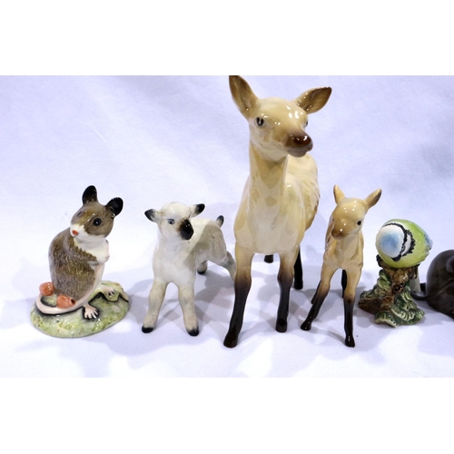 282 - Two Beswick mice, two deer and two birds, largest L: 16 cm. No cracks or chips. P&P Group 2 (£18+VAT... 