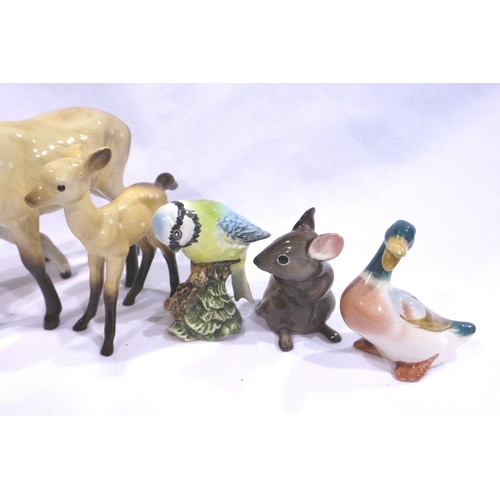 282 - Two Beswick mice, two deer and two birds, largest L: 16 cm. No cracks or chips. P&P Group 2 (£18+VAT... 