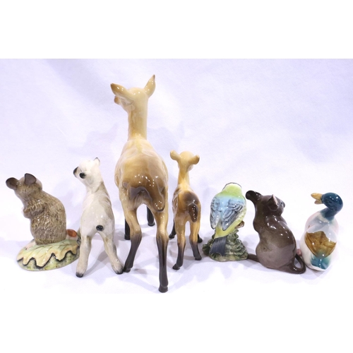 282 - Two Beswick mice, two deer and two birds, largest L: 16 cm. No cracks or chips. P&P Group 2 (£18+VAT... 