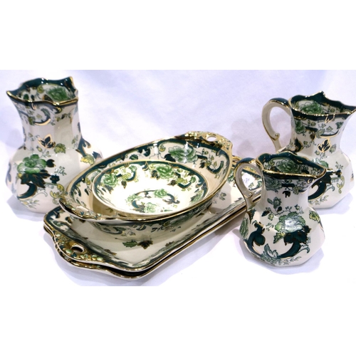 299 - Seven pieces of Masons Ironstone green chartreuse ceramics, no chips or cracks. P&P Group 3 (£25+VAT... 