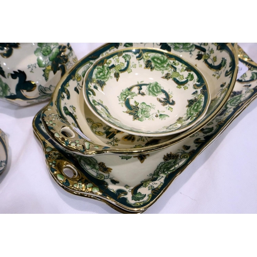 299 - Seven pieces of Masons Ironstone green chartreuse ceramics, no chips or cracks. P&P Group 3 (£25+VAT... 