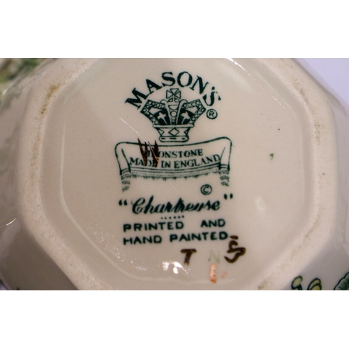 299 - Seven pieces of Masons Ironstone green chartreuse ceramics, no chips or cracks. P&P Group 3 (£25+VAT... 