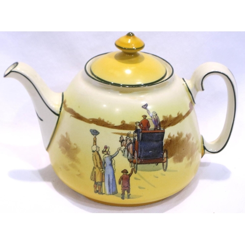 301 - Royal Doulton teapot in the Coaching Days pattern D2716 , L: 20 cm, slight crazing but otherwise goo... 