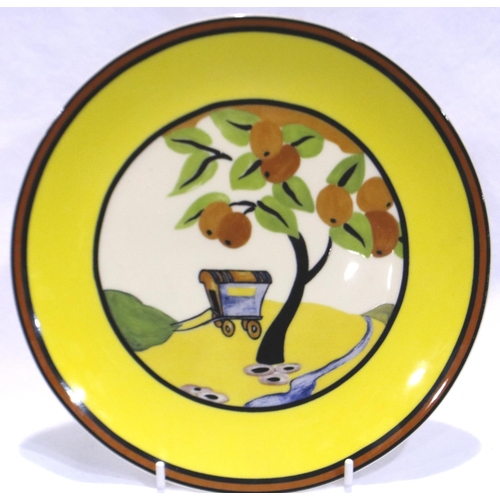 302 - Wedgwood Clarice Cliff Bizarre caravan plaque, D: 21 cm, no cracks or chips. P&P Group 2 (£18+VAT fo... 