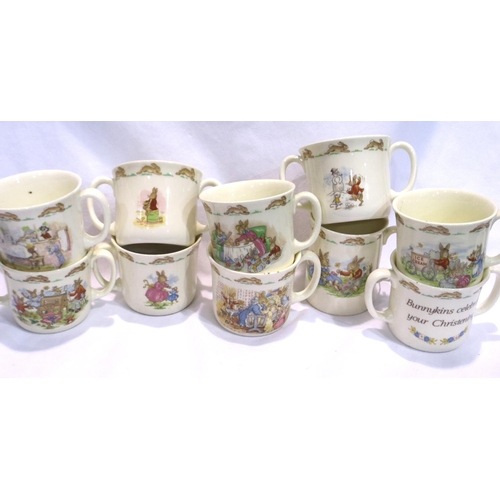 307 - Ten mixed Royal Doulton Bunnykins mugs, use marks, but no chips or cracks. P&P Group 3 (£25+VAT for ... 