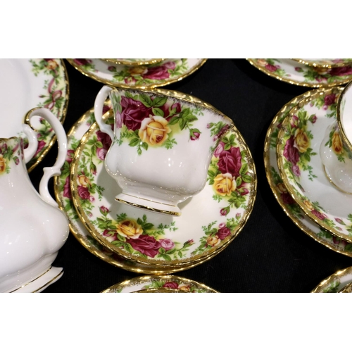 309 - Royal Albert Old Country Roses tea service, seconds quality, twenty one pieces, slight wear to gilt ... 