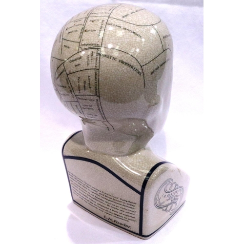 324 - Ceramic phrenology head by LN Fowler, H: 27 cm, crazing but otherwise good, no chips or cracks. P&P ... 